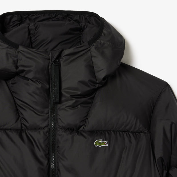 Short Water-Repellent Hooded Puffed Jacket