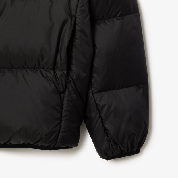 Short Water-Repellent Hooded Puffed Jacket