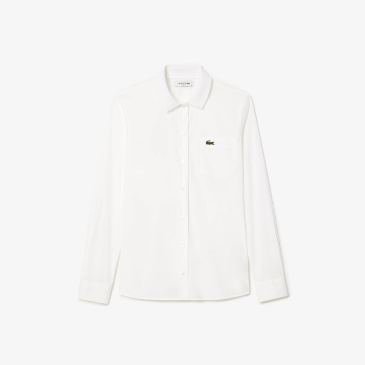 Poplin Shirt with Ribbed Collar