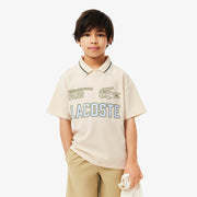 Printed Mesh Double Collar Polo Shirt