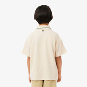 Printed Mesh Double Collar Polo Shirt