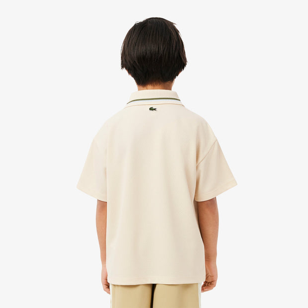 Printed Mesh Double Collar Polo Shirt