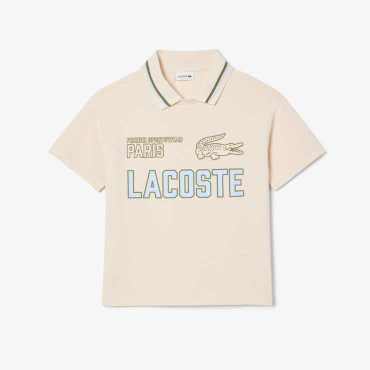 Printed Mesh Double Collar Polo Shirt