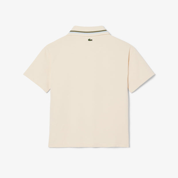 Printed Mesh Double Collar Polo Shirt