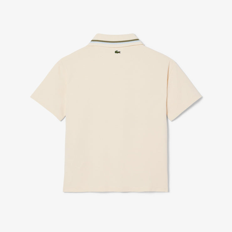 Printed Mesh Double Collar Polo Shirt