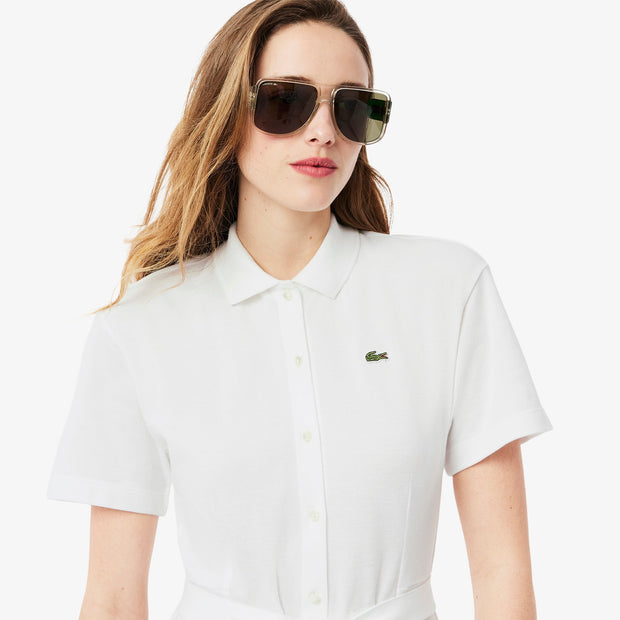Flared Mini-Piqué Polo Dress