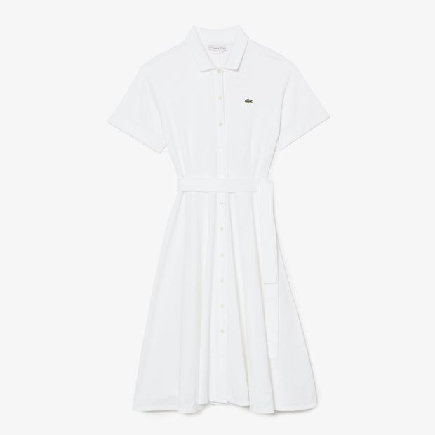Flared Mini-Piqué Polo Dress