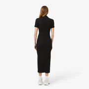 Long Ribbed Cotton Polo Dress