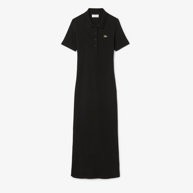 Long Ribbed Cotton Polo Dress
