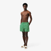 Mid Length Monogram Print Swim Trunks