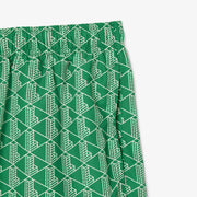 Mid Length Monogram Print Swim Trunks