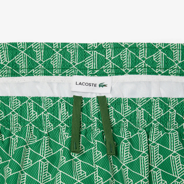 Mid Length Monogram Print Swim Trunks