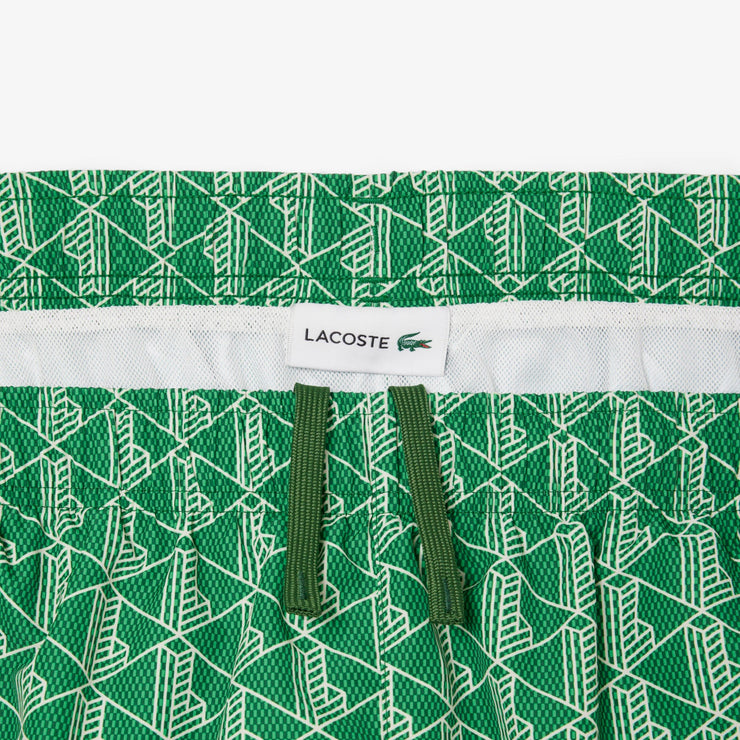 Mid Length Monogram Print Swim Trunks