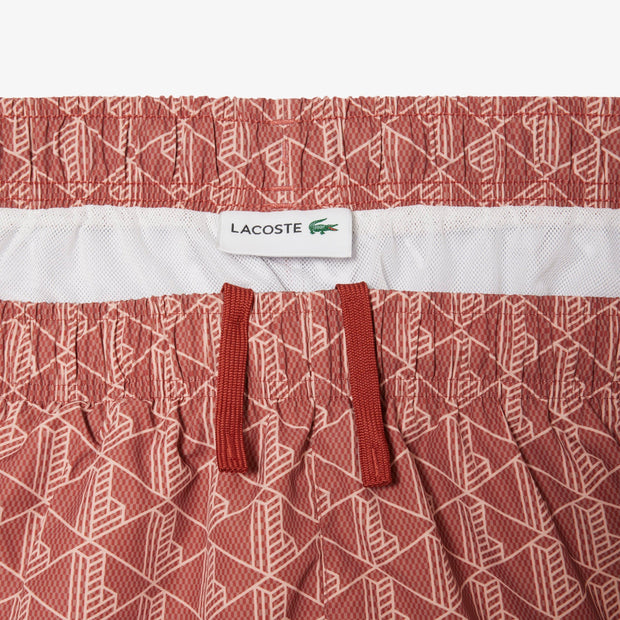 Mid Length Monogram Print Swim Trunks