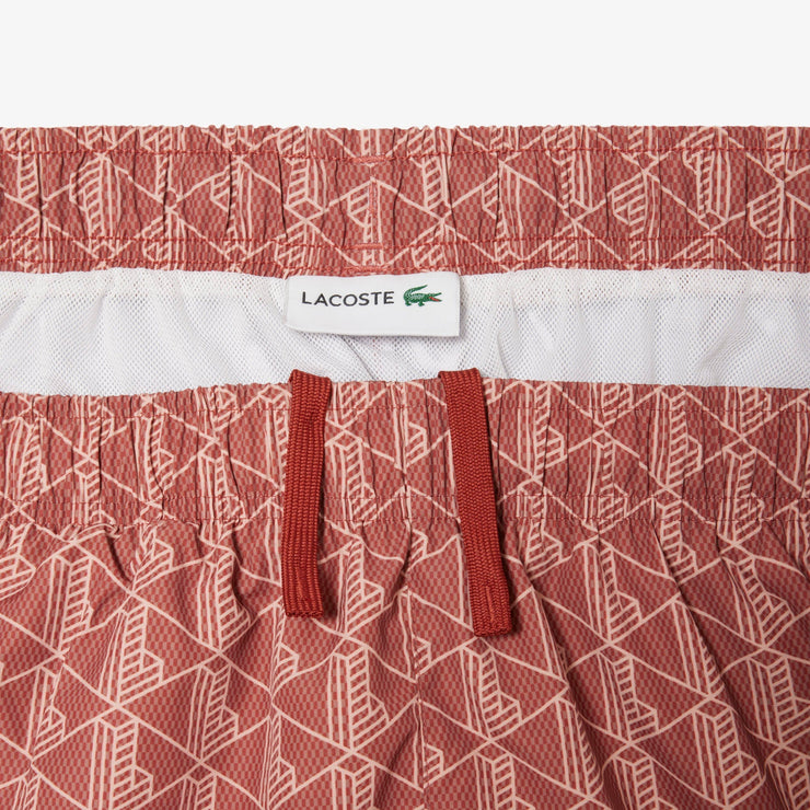 Mid Length Monogram Print Swim Trunks