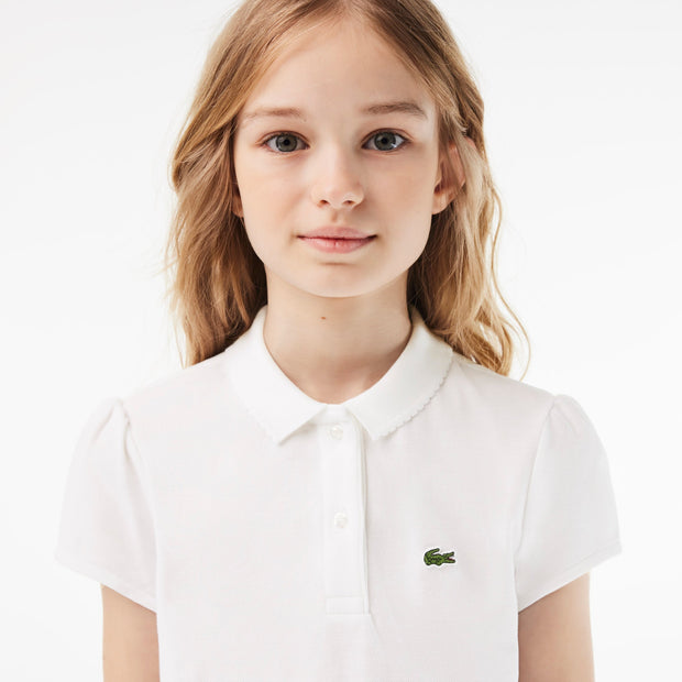 Scalloped Collar Mini Piqué Polo Shirt