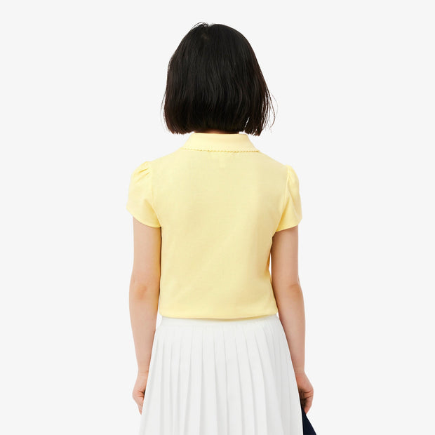 Scalloped Collar Mini Piqué Polo Shirt