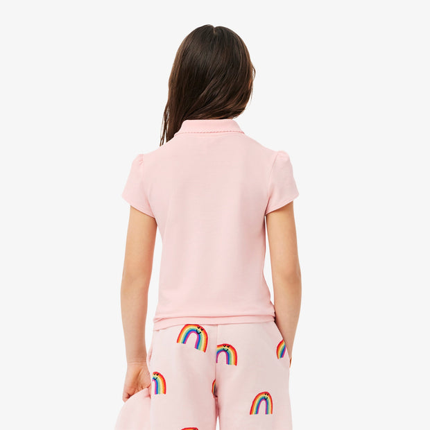 Scalloped Collar Mini Piqué Polo Shirt