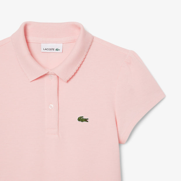 Scalloped Collar Mini Piqué Polo Shirt
