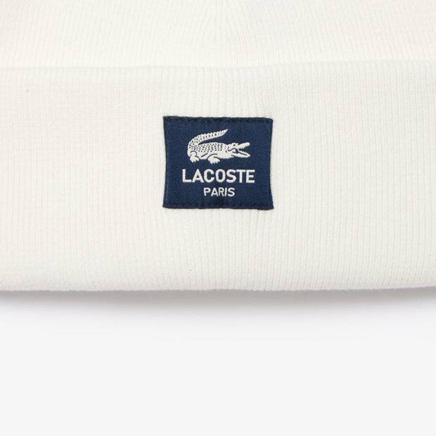 Ribbed Cotton Badge Beanie
