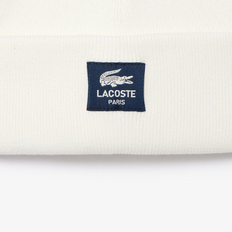Ribbed Cotton Badge Beanie
