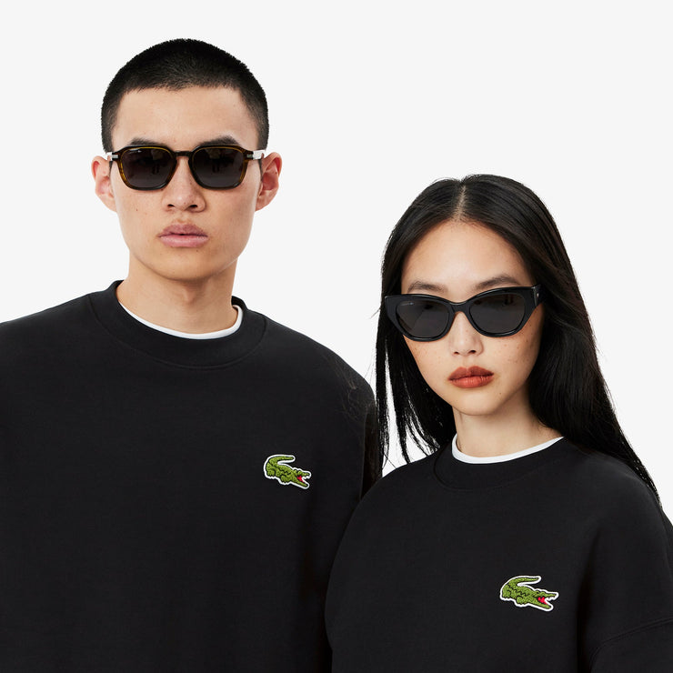 Loose Fit Badge Accent Fleece Sweatshirt