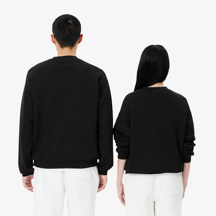 Loose Fit Badge Accent Fleece Sweatshirt