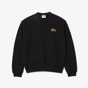 Loose Fit Badge Accent Fleece Sweatshirt