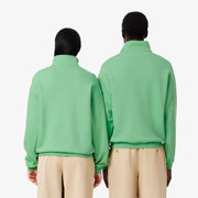 Loose Fit Zip Neck Badge Accent Sweatshirt