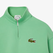 Loose Fit Zip Neck Badge Accent Sweatshirt