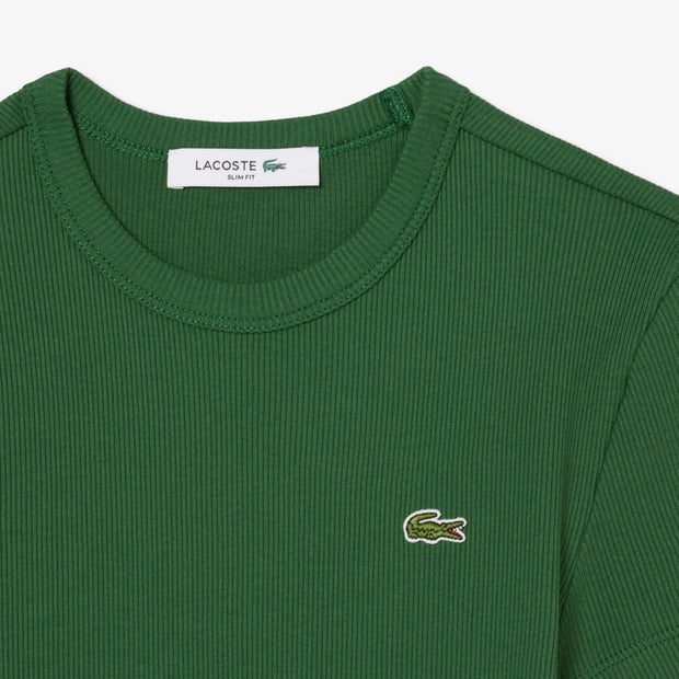 Slim Fit Ribbed Cotton T-shirt