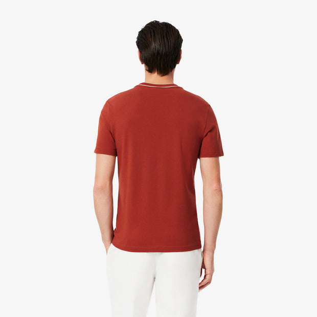 Stretch Piqué Stripe Collar T-shirt